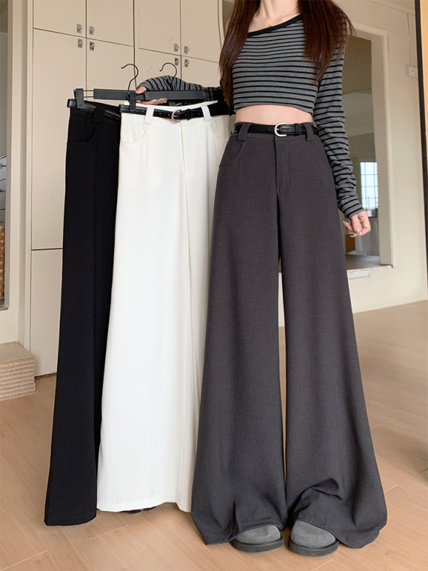 Black wide-leg pants for women's spring new casual straight-leg pants high waist droop suit pants