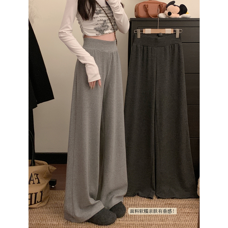 Spring lazy style wide-leg pants elastic waist casual loose straight pants for women