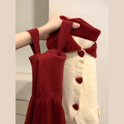 New spring suit new style this year's popular small fragrance style wear New Year suit long skirt women's autumn and winter red dress