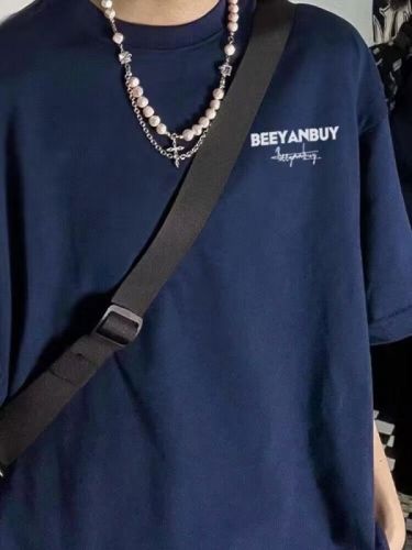 Pure cotton combed tight 200g 100% cotton live quality front printed loose short-sleeved T-shirt for women