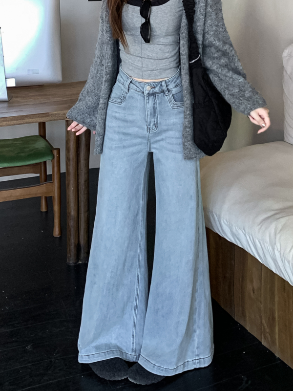 New loose straight jeans for women's big trousers wide-leg floor bell-bottom trousers