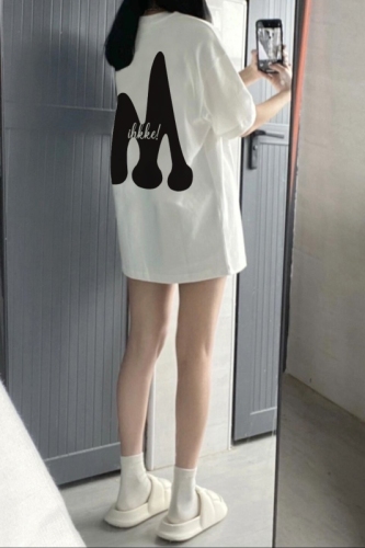 White short-sleeved T-shirt for women in summer Korean style outfit bottom missing design niche tea style top