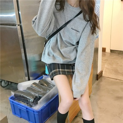 Thin sweatshirt for women without hats for spring and autumn students loose Korean version bf lazy style fashionable top Cec jacket trendy ins
