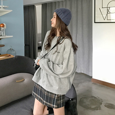 Thin sweatshirt for women without hats for spring and autumn students loose Korean version bf lazy style fashionable top Cec jacket trendy ins
