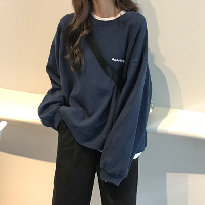 Thin sweatshirt for women without hats for spring and autumn students loose Korean version bf lazy style fashionable top Cec jacket trendy ins
