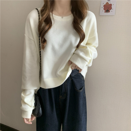 Minnie velvet 250g small long-sleeved short T-shirt for women's spring and autumn design niche and versatile bm sweatshirt