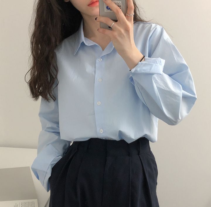 Korean chic long-sleeved shirt for women versatile niche shirt