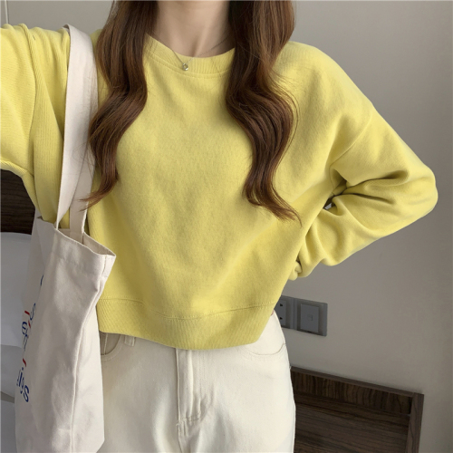 Minnie velvet 250g small long-sleeved short T-shirt for women's spring and autumn design niche and versatile bm sweatshirt