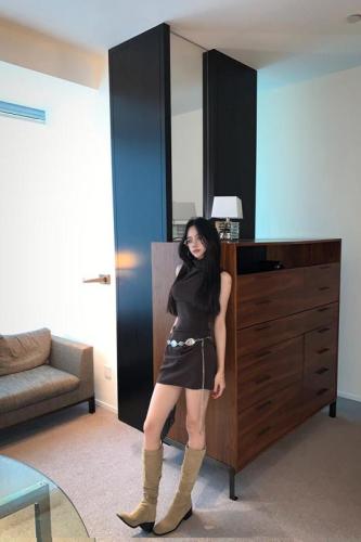 American retro half-high neck sleeveless vest dress slim hip skirt
