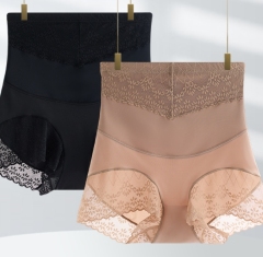 High waist jacquard belly lifting hip-lifting underwear sexy lace without curling large size postpartum shape slim belly tightening legs