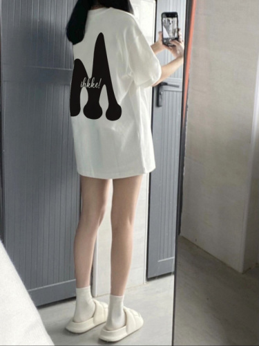 White short-sleeved T-shirt for women in summer Korean style outfit bottom missing design niche tea style top