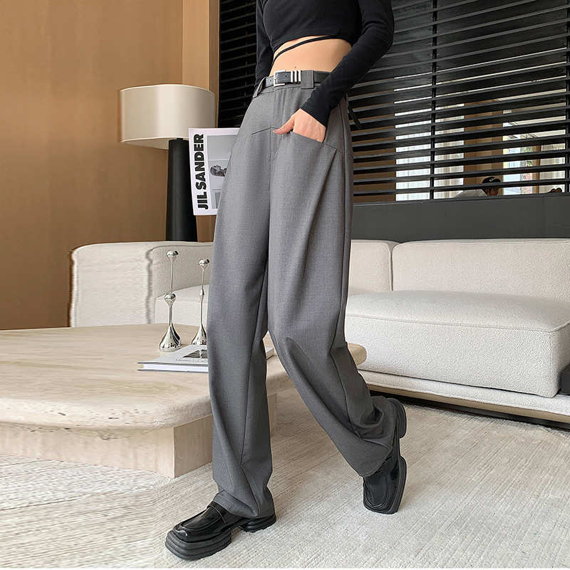 New autumn suit pants high waist narrow wide-leg pants straight loose casual elegance pants for women
