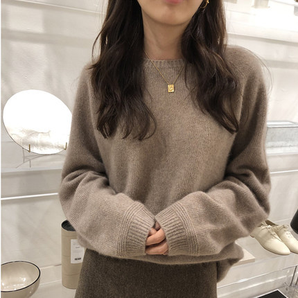 Women's thick pullover autumn and winter casual round neck Korean sweater loose outer large size base sweater trendy