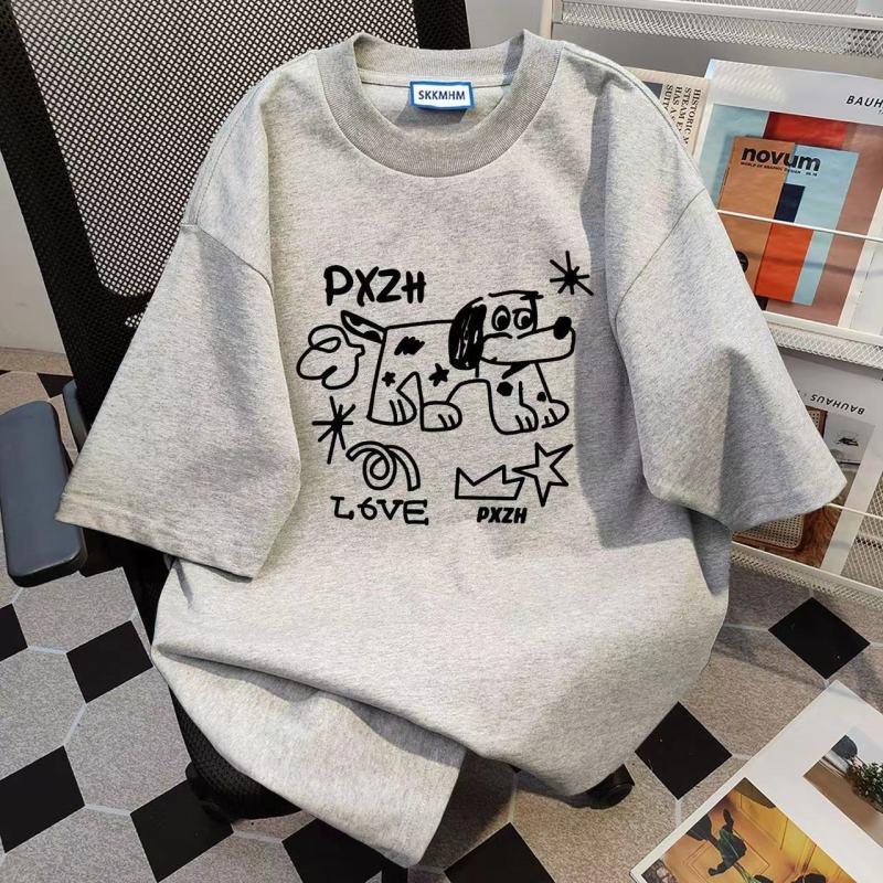 Pure cotton printed loose short-sleeved T-shirt for women's summer top