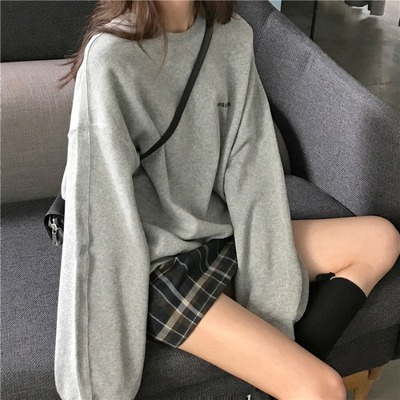 Thin sweatshirt for women without hats for spring and autumn students loose Korean version bf lazy style fashionable top Cec jacket trendy ins