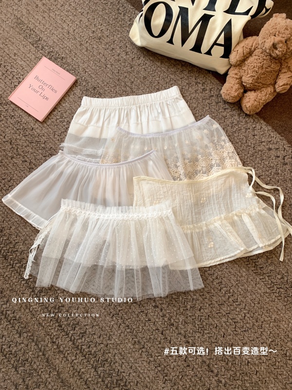 Lace mesh collar decorative curtain ballet style wear waist seal ass curtain