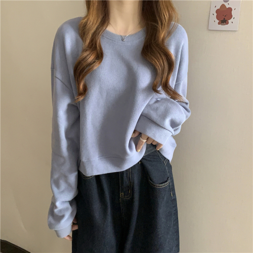 Minnie velvet 250g small long-sleeved short T-shirt for women's spring and autumn design niche and versatile bm sweatshirt