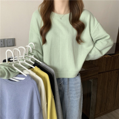 Minnie velvet 250g small long-sleeved short T-shirt for women's spring and autumn design niche and versatile bm sweatshirt