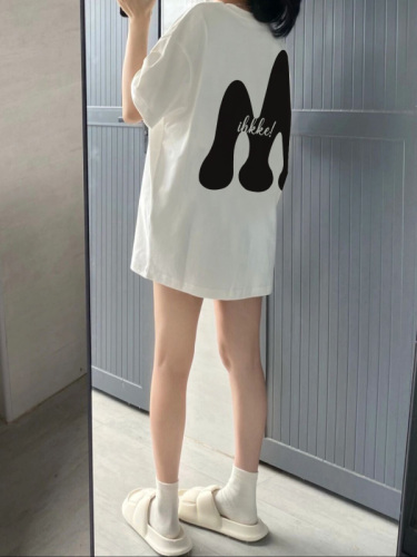 White short-sleeved T-shirt for women in summer Korean style outfit bottom missing design niche tea style top
