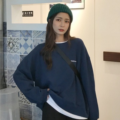 Thin sweatshirt for women without hats for spring and autumn students loose Korean version bf lazy style fashionable top Cec jacket trendy ins