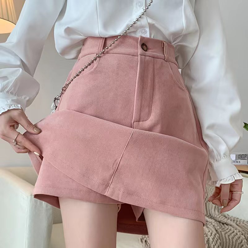 Fat MM autumn and winter Korean grinding elastic large size with fake two-piece pants small A-packed hip trousers skirt