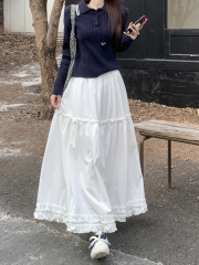 Thickened cake skirt makes you look slim and covers the cross-eared skirt for women with high waist versatile A-line skirt