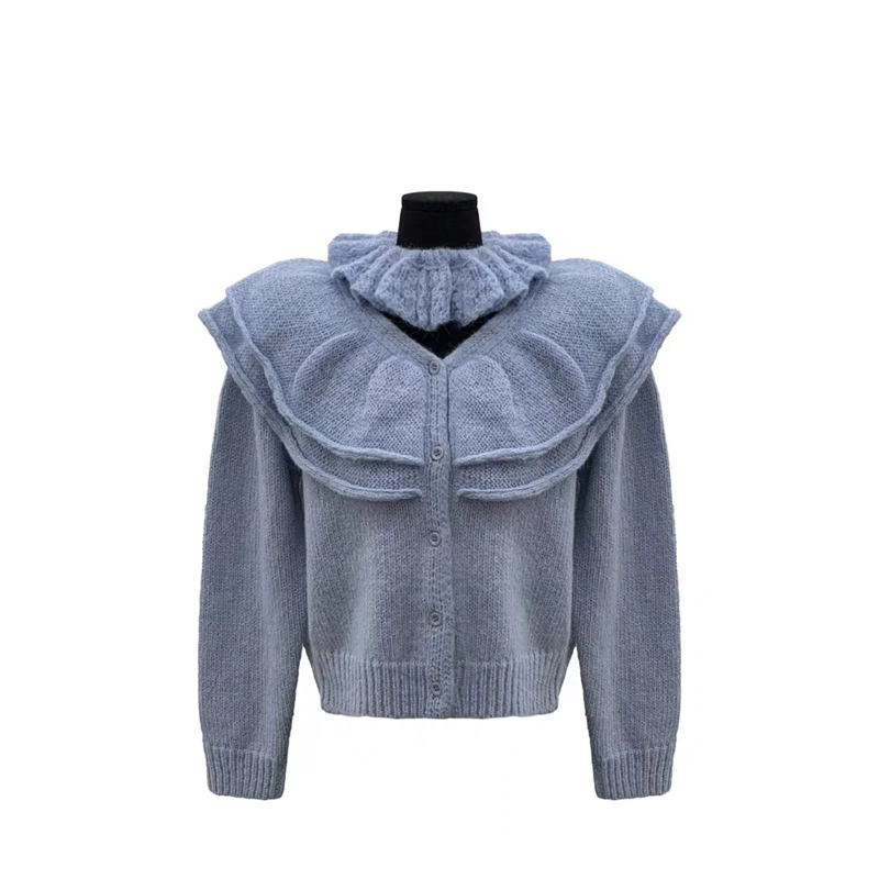 Korean sweet and gentle style ruffle design sweater for women in autumn and winter new fashionable versatile sweater top