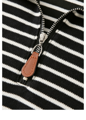 polo collar sweatshirt for women in spring and autumn winter small short jacket striped long sleeve top pullover knit sweater