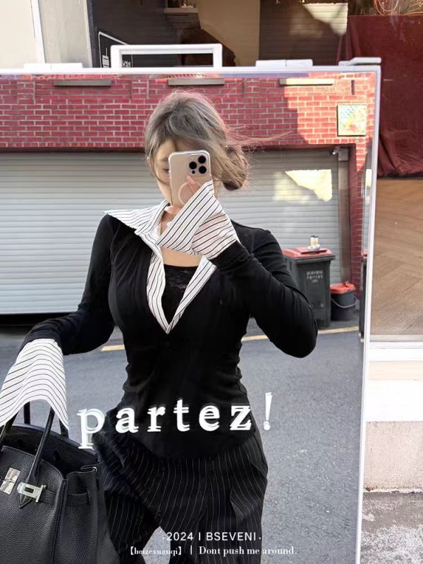 New winter casual trousers shirt collar slim long sleeve top commuting two-piece suit for women