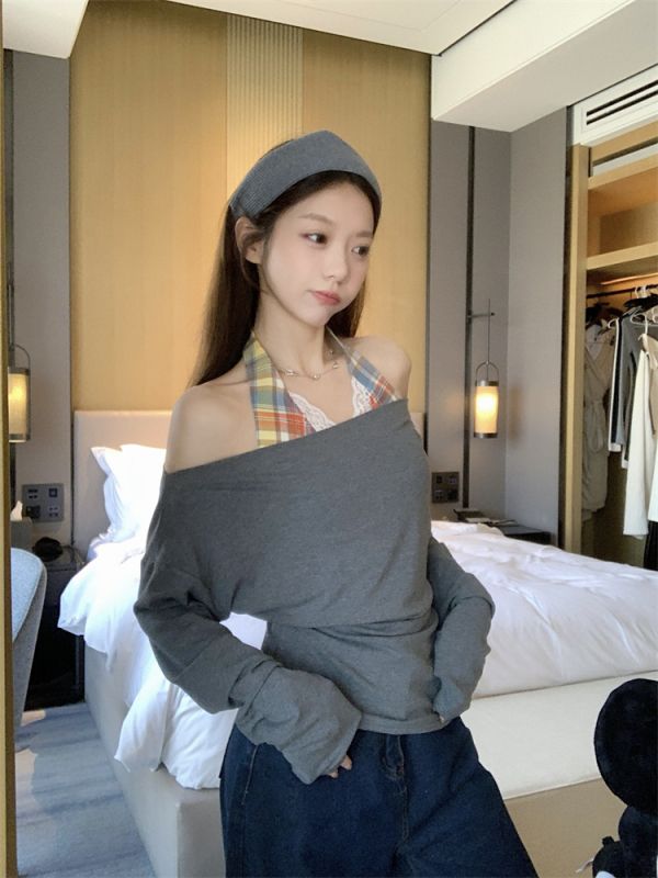 ~Large size women's spring Korean pure hot girl T-shirt + vest two-piece set for women