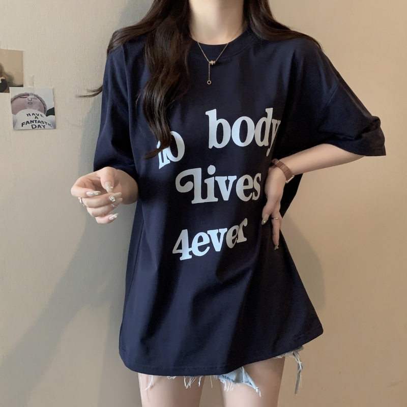 100% cotton summer short-sleeved T-shirt for women loose Korean version