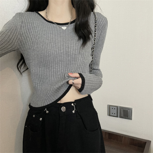 Top with high waist pants design-sensory women's sweater base shirt