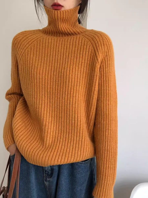 Thick and thickened warm turtleneck sweater for women lazy style high-end and soft knitted sweater top