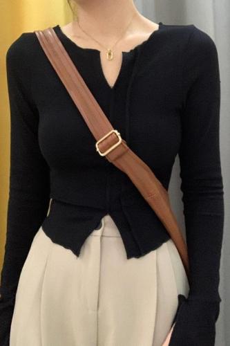 Double-sided German velvet grinding Korean style design sense plus velvet women's top base shirt