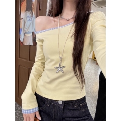 One-shoulder off-shoulder niche base slim fit inner top