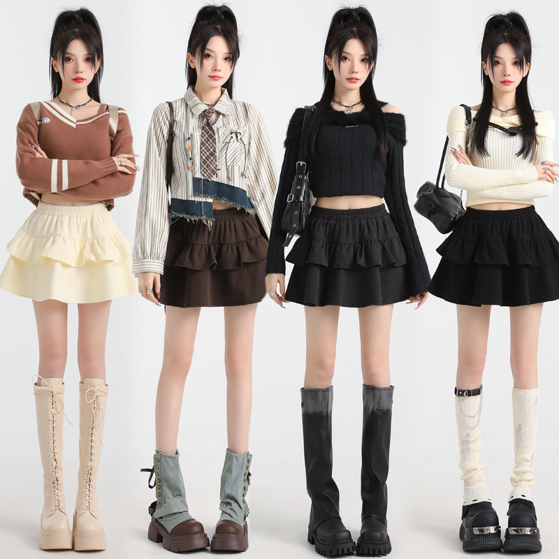 New autumn and winter style slim and versatile Korean woolen short skirt skirt fashionable
