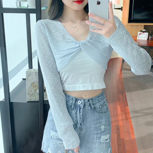 Spring and summer knit short sunscreen sweater