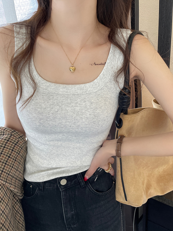 White suspender inner wear summer outer wear gray belt chest pad large-size cotton top