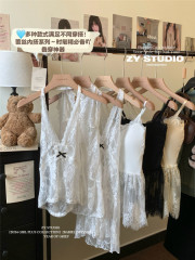 White pure sexy lace layered versatile slim body dress