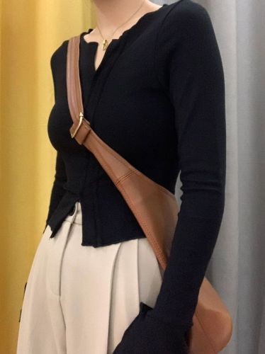 Double-sided German velvet grinding Korean style design sense plus velvet women's top base shirt