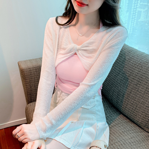 Spring and summer knit short sunscreen sweater