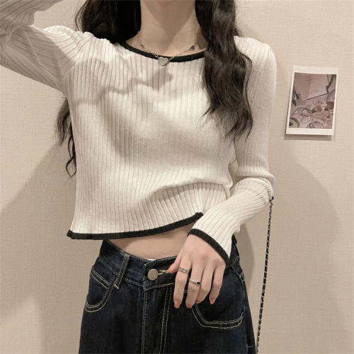 Top with high waist pants design-sensory women's sweater base shirt