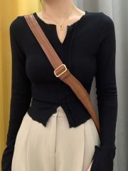 Double-sided German velvet grinding Korean style design sense plus velvet women's top base shirt