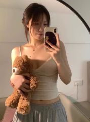 Pure sexy apricot tight suspender vest for women in summer BM high-end and versatile outside wearing short slim top trendy