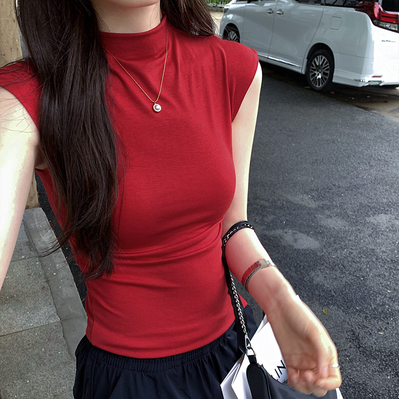Picture American high street retro sweet and spicy vest sleeveless T-shirt for women's summer new slim waist-pinching top design