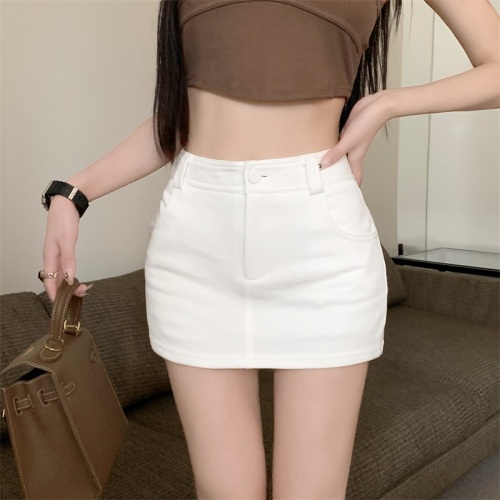 New Korean version of hot girls with anti-exposure high waist sexy versatile slim hip skirt