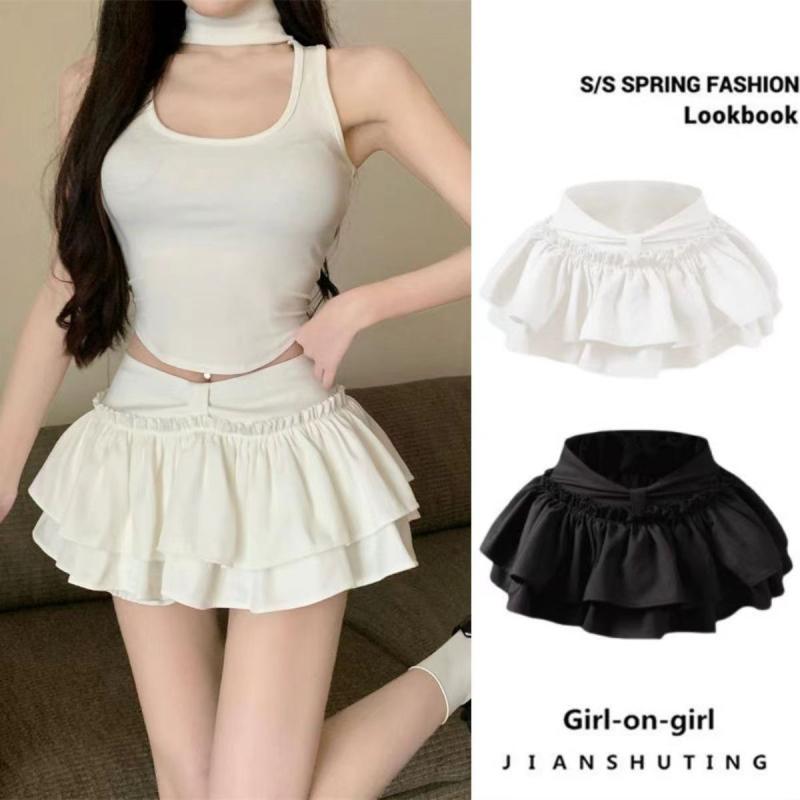 French college style sweet girl skirt puffy pure hot girl short skirt a line skirt women