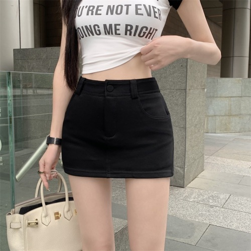 New Korean version of hot girls with anti-exposure high waist sexy versatile slim hip skirt