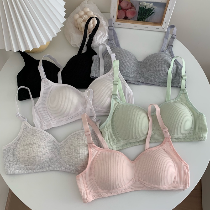 Korean version of solid color girl's bra without steel rings for women versatile gathering small breasts anti-sagging bra underwear
