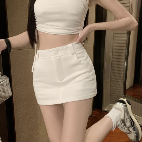 New Korean version of hot girls with anti-exposure high waist sexy versatile slim hip skirt